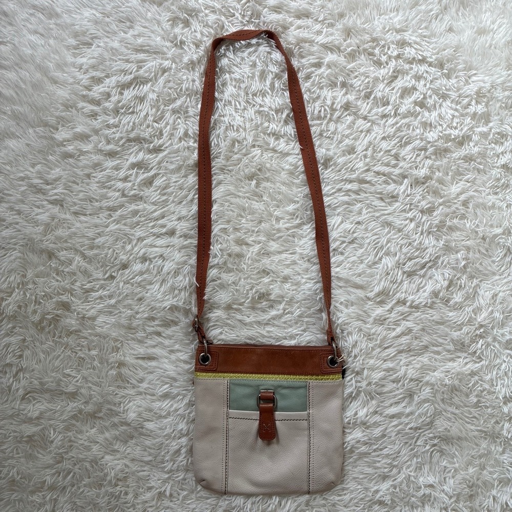 Y2K Academia Boho The Sak Leather Crossbody Bag Colorblock Small Messenger